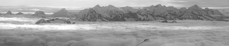 mountain Panoramic view - The bernese alps in black and white