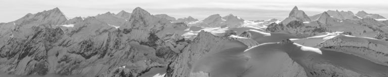 Val des dix suisse - black and white mountain panorama of the Swiss Valais Alps