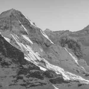 Panorama de montagne à encadrer de Grindelwald - Photo de montagne en Hiver de l'Eiger - Monch - Jungfrau - l'Ogre, le Moine et la Jeune Femme