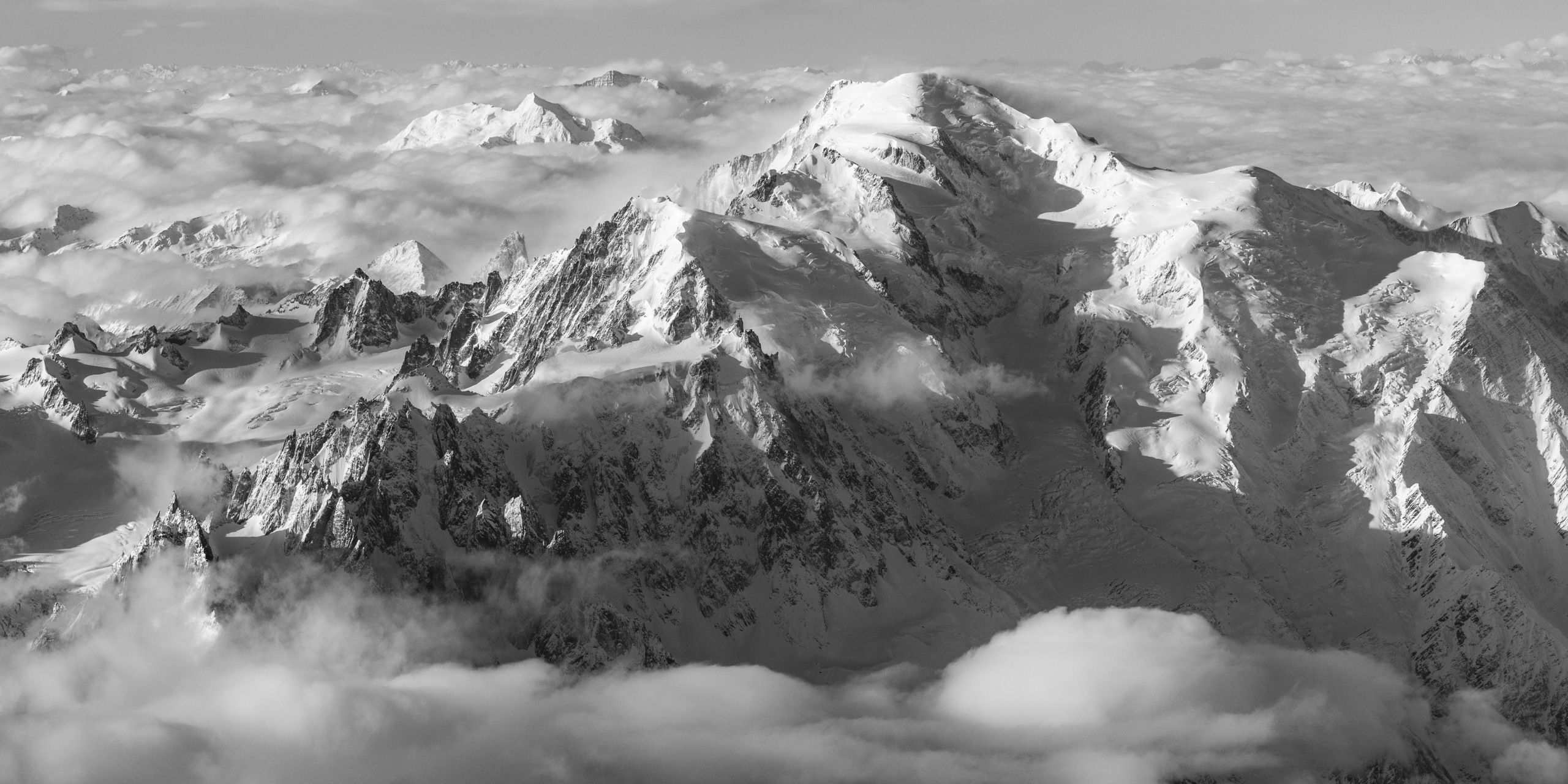 aerial panorama mont blanc massif