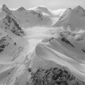 Mountain landscape photo and panoramic view of a landscape of Zermatt Monte Rosa Breithorn, Castor