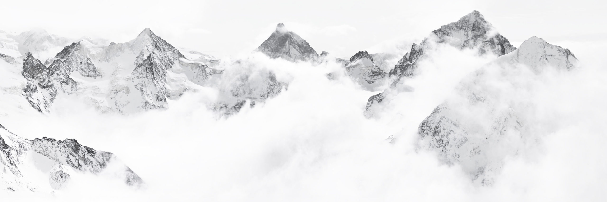 Kaiserkrone von Zinal - Bergfoto im Winter - Gerahmtes Foto eines Bergpanoramas