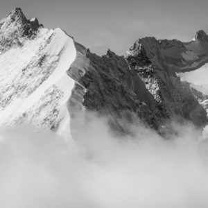 Engadin mountains - Panoramic black white mountains Piz Bernina