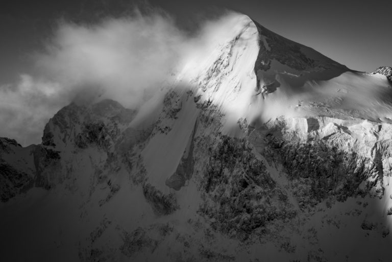 aerial view of black and white mountains mountains in Engadine Switzerland