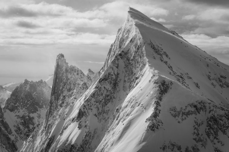 Mountain landscape black and white in Davos- Pizzo Cengalo Engadine