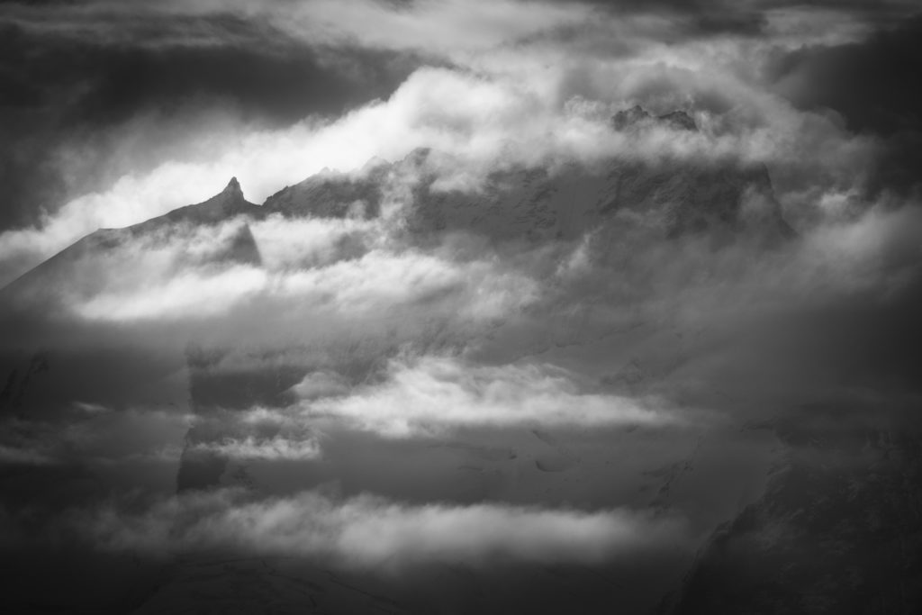 Zermatt mountain black and white photography -Rimpfischhorn