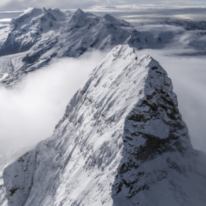 Matterhorn Moutain summit - Aerial view of the Swiss Alps from a helicopter