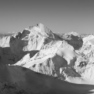 Val d&#039;Anniviers Switzerland - black and white panoramic mountain photo 