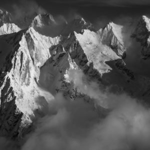 bergpanorama alpen schwarz und weiß - Südhang mont blanc massiv