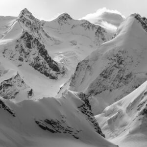 Glacier zermatt switzerland - paradise zermatt in den Alpen in Schwarz-Weiß