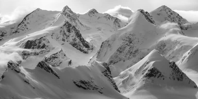 Glacier zermatt switzerland - paradise zermatt in den Alpen in Schwarz-Weiß