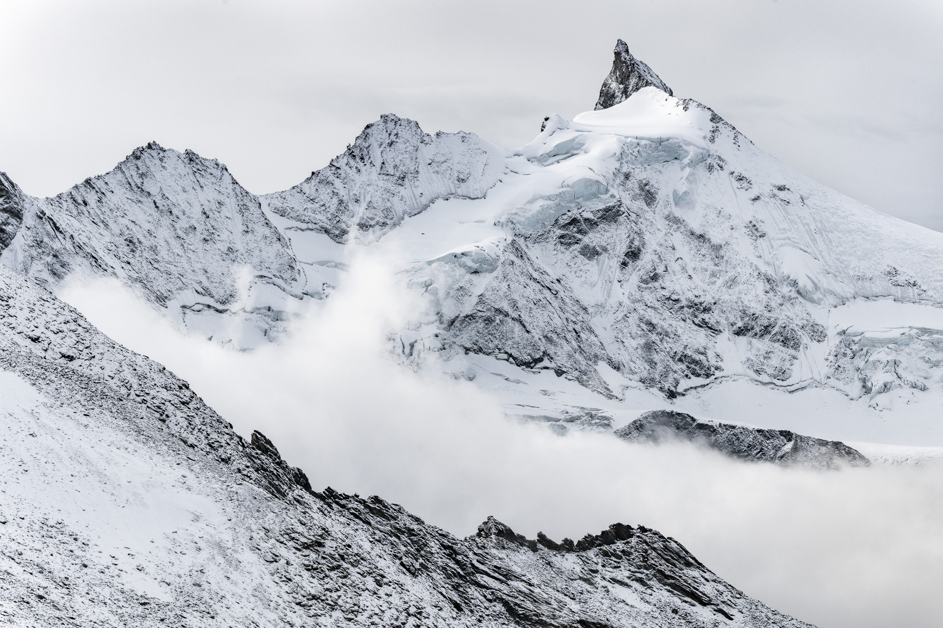 First snow on the Zinalrothorn - mountain landscape picture  created by a high alpine photographer