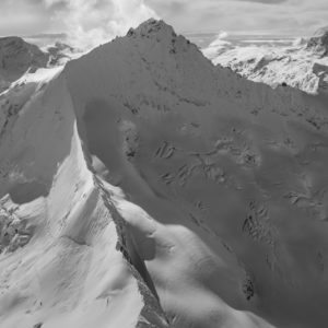 Zinalrothorn - black and white<b> </b>Aerial view at summit pick of the Crans Montana Mountain