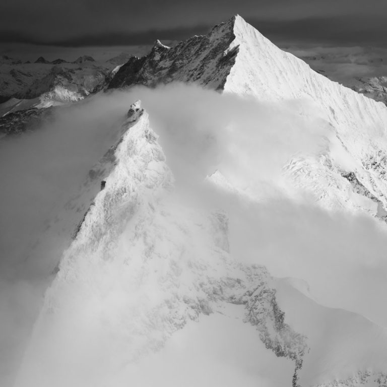 black and white mountain picture Zermatt swiss alps