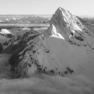 Photo of the Dent d&#039;Oche in winter. View on the Dent d&#039;Oche and Château d&#039;Oche.