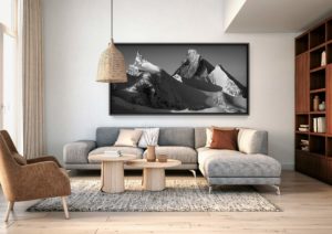photo de montagne panoramique grand format - tirage photo noir et blanc
