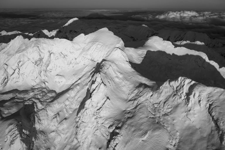 Black and white photo of the Cornettes de Bise Chablais - Photo of the Dent d&#039;Oche