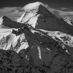 Black and white photo of the Dent Blanche - Photo of the Reine des alpes - Photo Dent Blanche and Grand Cornier - String of ridges Tsa de l'Ano, Mourti, Bricola and la Dent Blanche