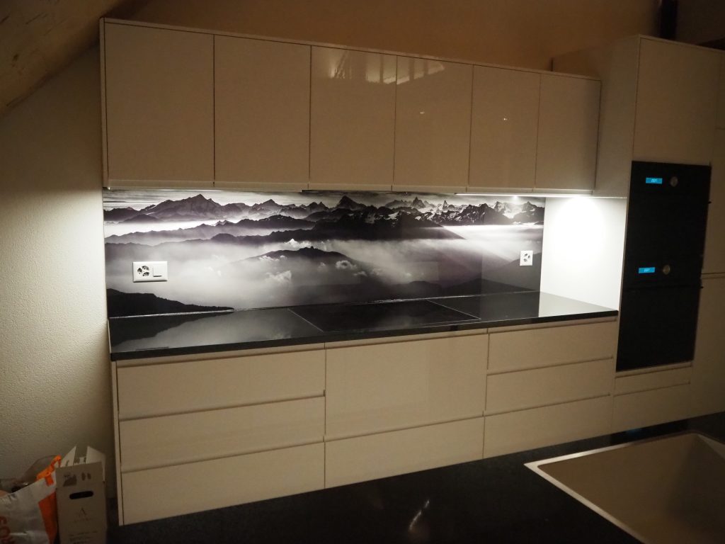 custom made credenza - large format panoramic mountain photo