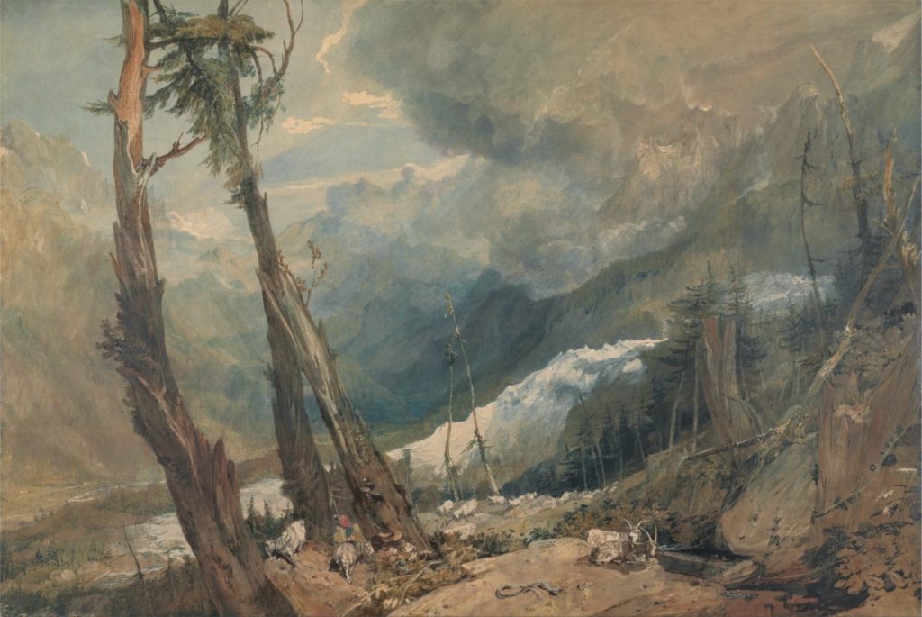 Joseph Mallord William Turner, Mer de Glace, dans la vallée de Chamonix, 1803, Aquarell, 70,5 x 104,1 cm, Yale Center for British Art.