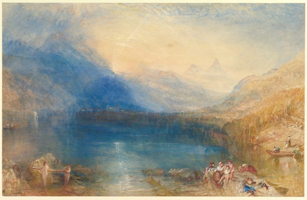 Joseph Mallord William Turner, Le lac de Zug, 1841, aquarelle, 29,8 x 46,6 cm, New York, Metropolitan Museum of Art.