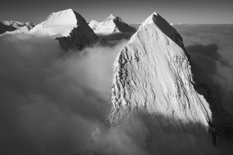 the most beautiful summits of the alps - eiger monch jungfrau - mythical mountains grindelwald - sunrise on the snowy mountains