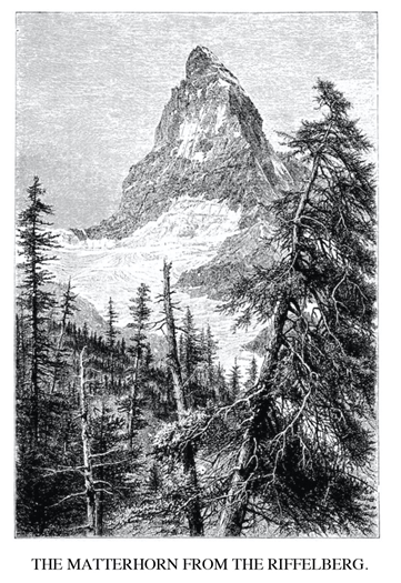 Cervin depuis Riffelberg, illustration p. 255 des Scrambles among the Alps de Whymper