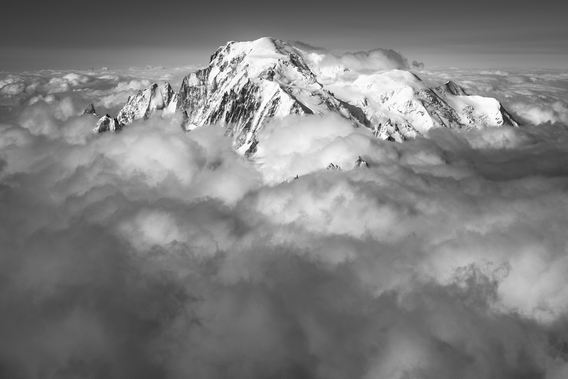black and white mountain photo - mont-blanc massif - artistic photo alps mountains