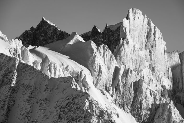 black and white mountain photo - triolet chamonix - set of lines