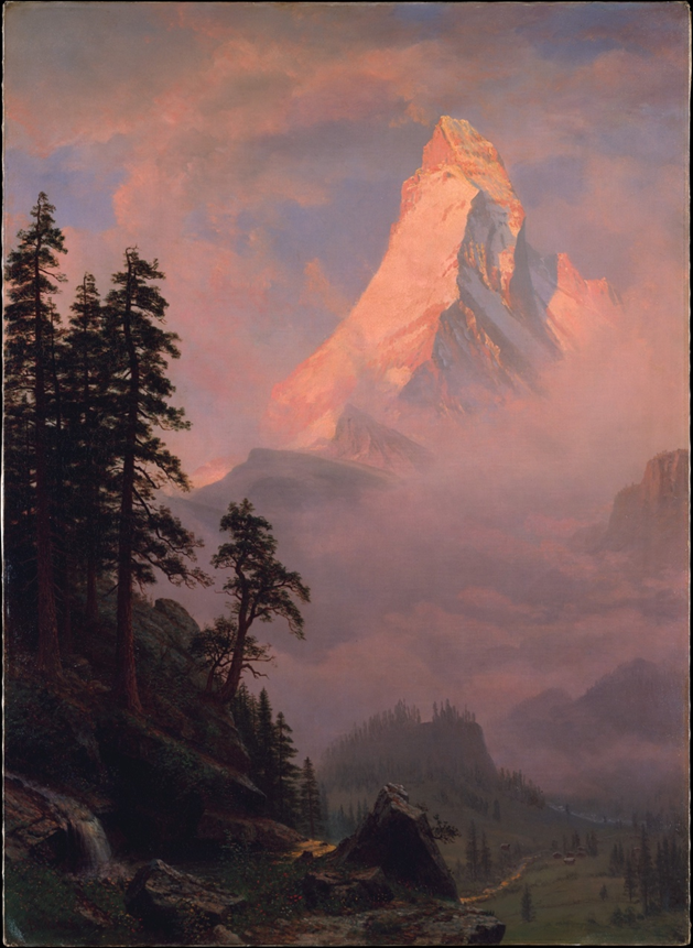 Albert Bierstadt, Sonnenaufgang über dem Matterhorn, nach 1875, Öl auf Leinwand, 148,6 x 108,3 cm, New York, Metropolitan Museum of Art.