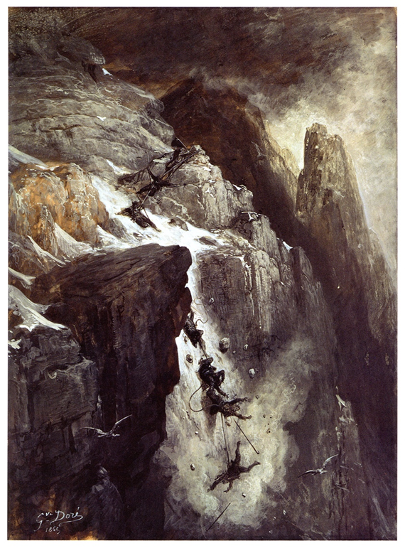 Gustave Doré, Catastrophe du mont Cervin, 1865, 79 x 58 cm, Paris, Département des arts graphiques du Louvre.