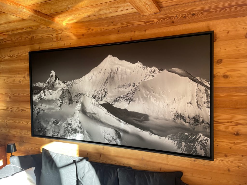 large format mountain photo in chalet