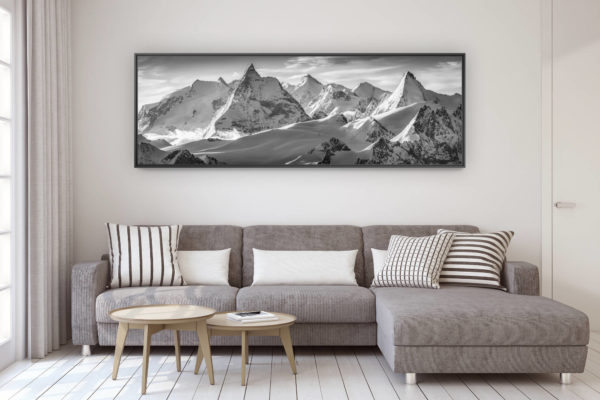 décoration murale design salon moderne - photo montagne grand format - Tableau panorama paysage montagne -