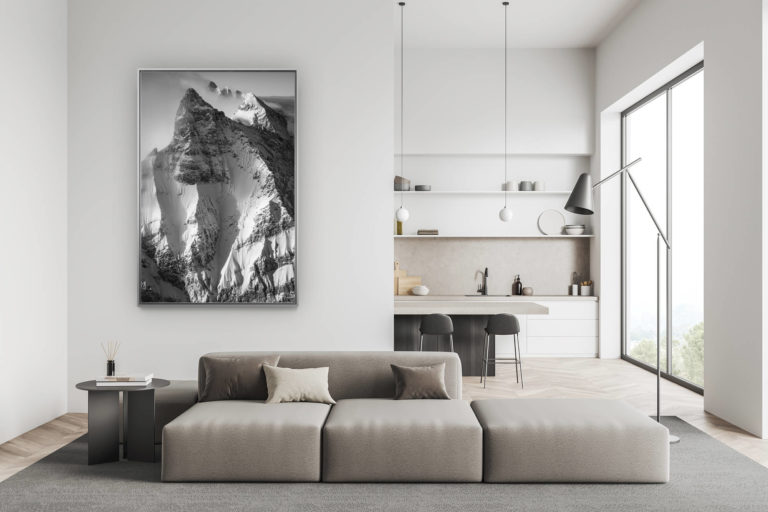 décoration salon suisse moderne - déco montagne photo grand format - 7 Peaks - photos montagnes suisses et des Hautes Alpes Vaudoises en noir et blanc
