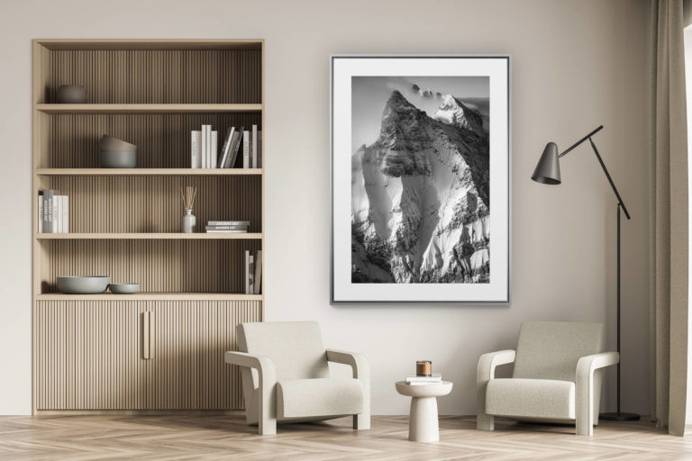 décoration murale salon - photo montagne alpes suisses noir et blanc - 7 Peaks - photos montagnes suisses et des Hautes Alpes Vaudoises en noir et blanc