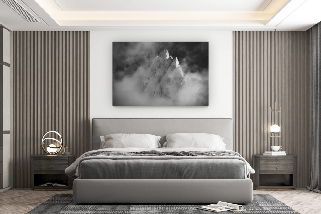 décoration murale chambre design - achat photo de montagne grand format - Photo de sommet de montagne - Aiguille de Blaitière - noir et blanc