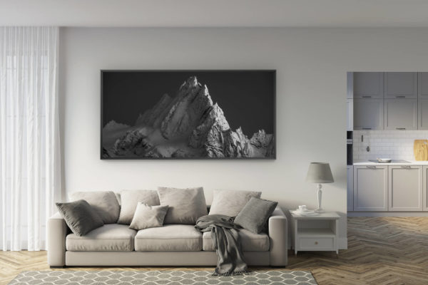 déco salon rénové - tendance photo montagne grand format - Photo montagne - Aiguille du midi-Aiguille de Chamonix-Mont Blanc - Aiguille de Blaitière