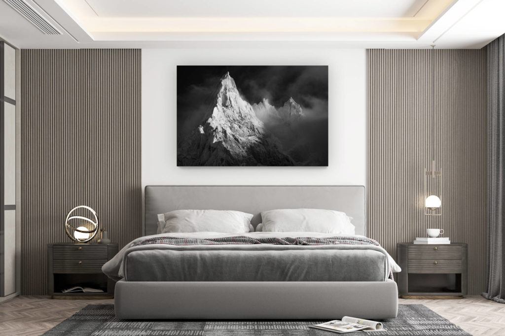 décoration murale chambre design - achat photo de montagne grand format - Photo de montagne noir et blanc aiguille du midi - Aiguille de Blaitière - Aiguille des Ciseaux - Aiguille du Fou