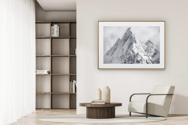 déco tendance salon moderne - photo montagne noir et blanc grand format - Image montagne Aiguille de Blaitière, Aiguille des Ciseaux, Aiguille du Fou