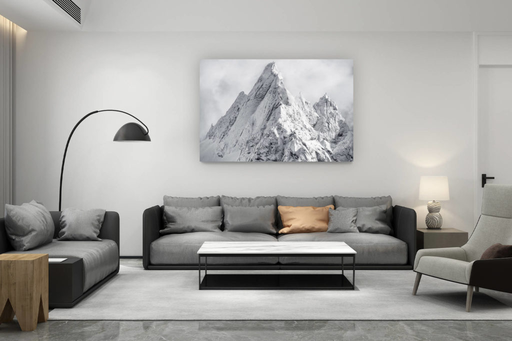 décoration salon contemporain suisse - cadeau amoureux de montagne suisse - Image montagne Aiguille de Blaitière, Aiguille des Ciseaux, Aiguille du Fou