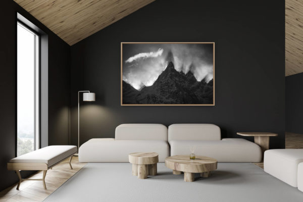 décoration chalet suisse - intérieur chalet suisse - photo montagne grand format - Image montagne - Aiguille du midi-Chamonix-Mont Blanc-Aiguille de Blaitière - Aiguille des Ciseaux - Aiguille du Fou