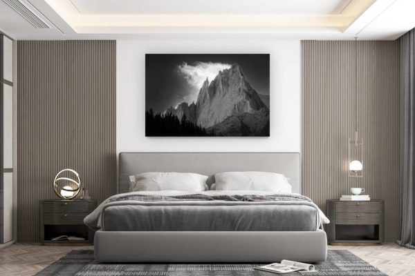 décoration murale chambre design - achat photo de montagne grand format - Chamonix aiguille du midi- Photo montagne noir et blanc