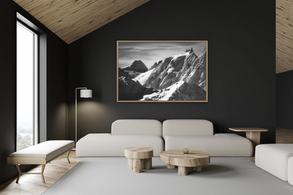 Dekoration Schweizer Chalet - Inneneinrichtung Schweizer Chalet - Bergfoto im Großformat - Val d&#039;hérens - Bergsteigerfoto Berg Aiguille de la Tsa
