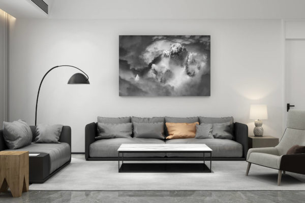 décoration salon contemporain suisse - cadeau amoureux de montagne suisse - Photo montagne noir et blanc - Paysage de montagne