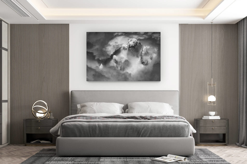 décoration murale chambre design - achat photo de montagne grand format - Photo montagne noir et blanc - Paysage de montagne