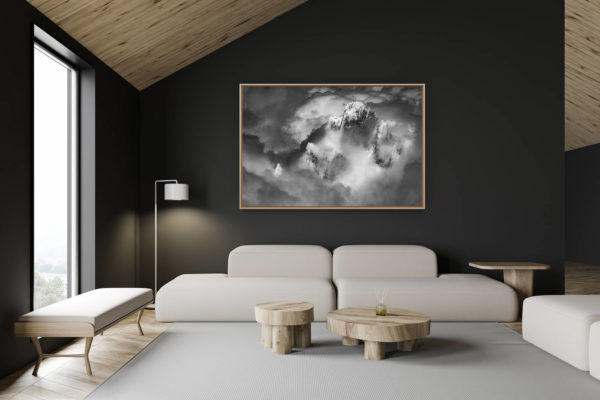 décoration chalet suisse - intérieur chalet suisse - photo montagne grand format - Photo montagne noir et blanc - Paysage de montagne