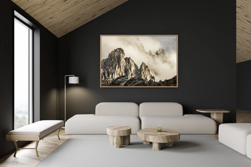 décoration chalet suisse - intérieur chalet suisse - photo montagne grand format - Photo Aiguille Chamonix - Aiguille de l'M, Dent du Caiman, Aiguille du Plan - Mystical Pe