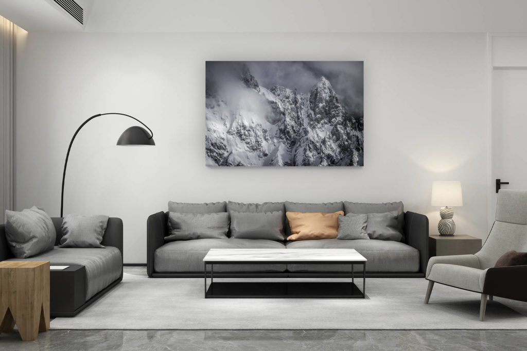 décoration salon contemporain suisse - cadeau amoureux de montagne suisse - Image montagne des massifs Mont Blanc - Photo Aiguille de Rochefort