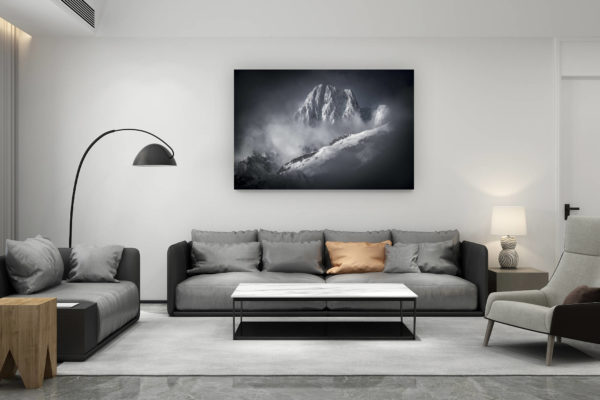 décoration salon contemporain suisse - cadeau amoureux de montagne suisse - Massif du Mont Blanc - Photo montagne Aiguille des Glaciers