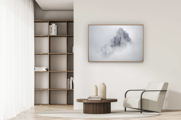 modern apartment decoration - art deco design - Needles of Chamonix in black and white - Mont Blanc